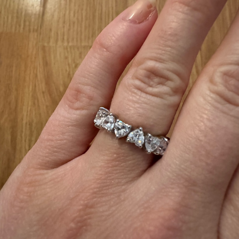 2.29ct alternating cascading heart lab diamond white gold ring